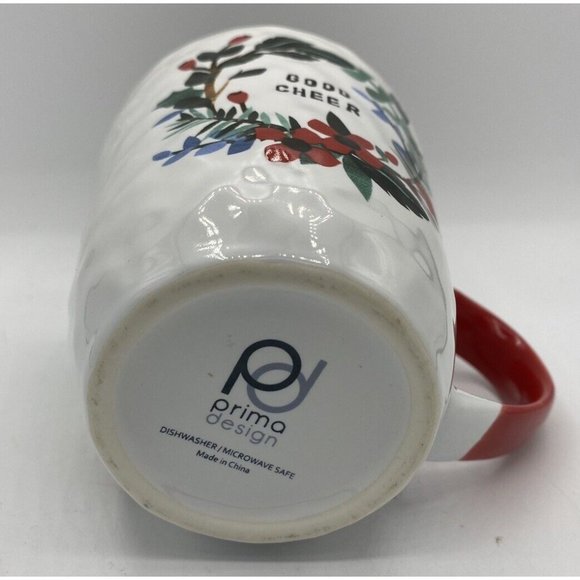 Prima Design Christmas Mug Coffee Cup Large Good Cheer Holiday Wreath 16 oz - Picture 4 of 4